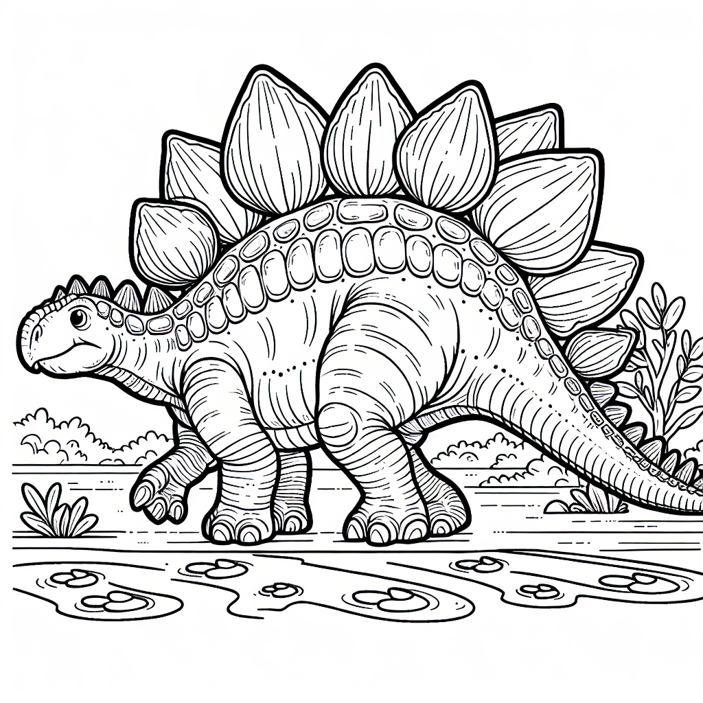 Стегозавр на тропинке