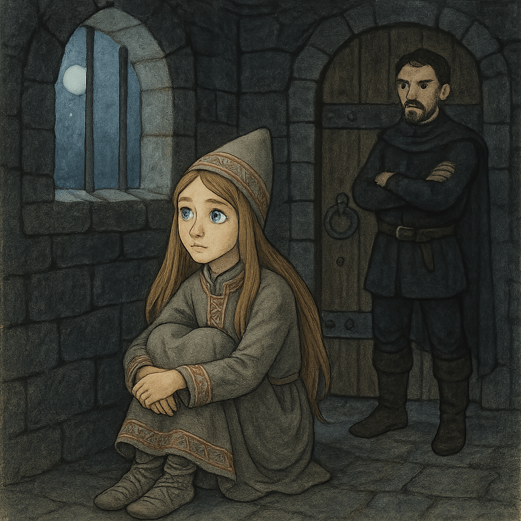 Девушка сидит одна в темнице грустит и смотрит в окно.